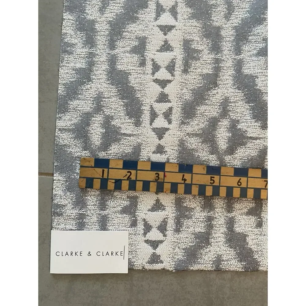 Kravet Guazu Noiri and Gray and White Jacquard Geometric Fabric Samples 25